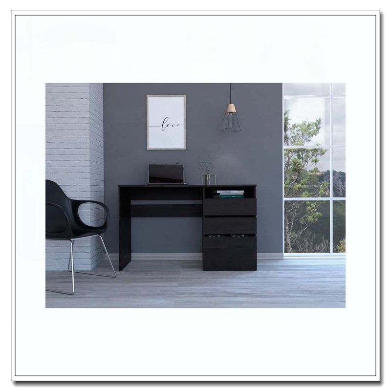 Bureau d'ordinateur à 3 tiroirs Black Wengue