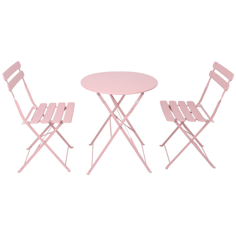 Ensemble de table de chaise robuste et durable pour terrasse bistro balcon, Rose