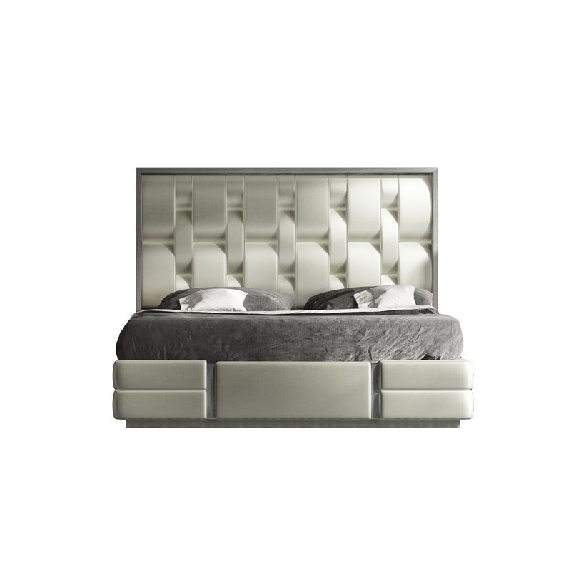 Vegan Leather Panel Bed, King