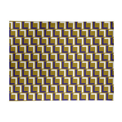 Tapis rond jaune / mauve à motif géométrique