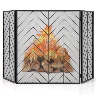 Keelynn 3 Panel Iron Fireplace Screen
