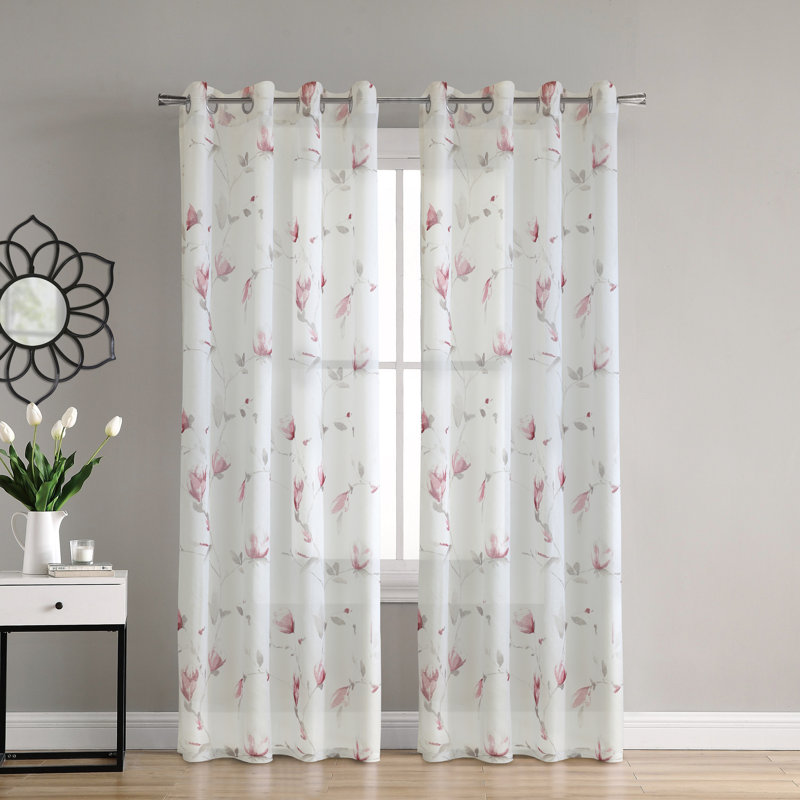 Panneau de rideau simple semi-diaphane avec œillets Antyone, l 50 po x L 84 po, Ros