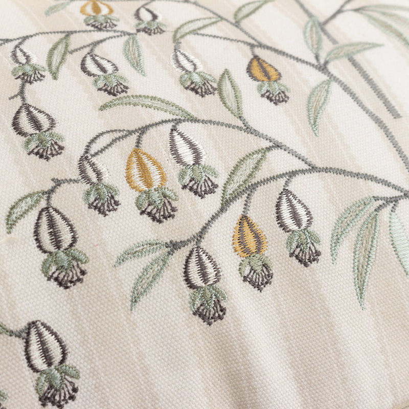 Chinese Lanterns Down Blend Floral White Rectangular Cushion