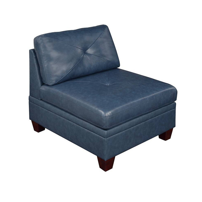 Callayyi Upholstered Slipper Chair, Blue Faux Leather