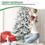  Arbre de Noël artificiel enneigé avec branches mixtes en PE et PVC, base en métal pliable-293589556