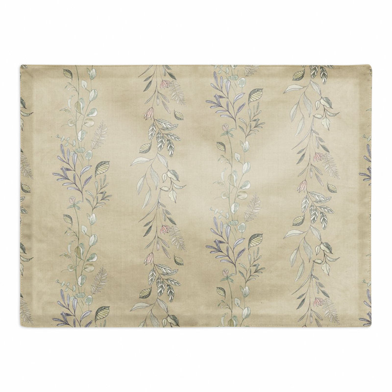Cleothis Cotton Floral Rectangle Placemat, Tan