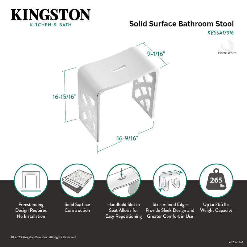 Kingston Brass Descanso Solid Surface Bathroom Stool