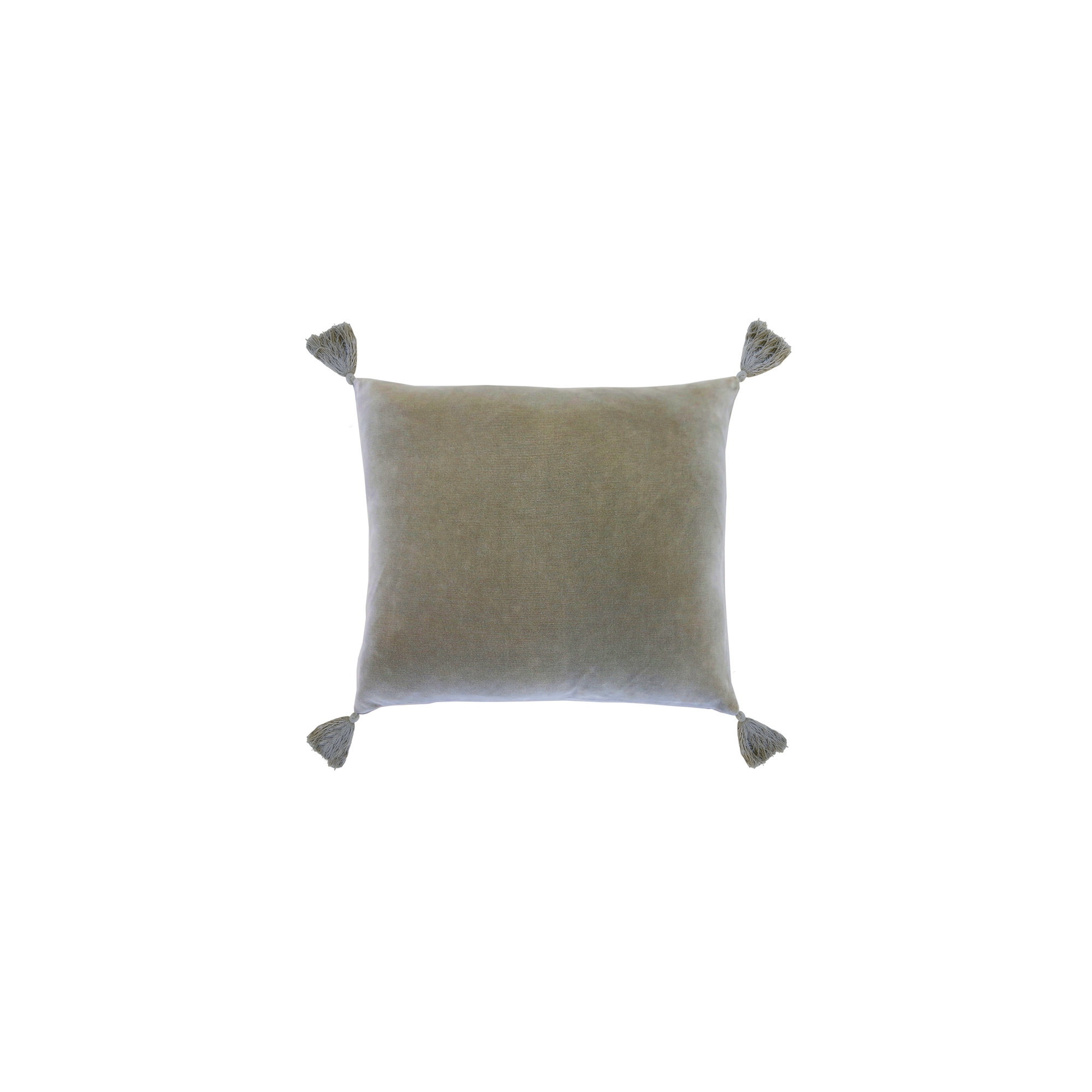 Bianca Velvet Pillow Cover & Insert, Square 20", Feather, Sage