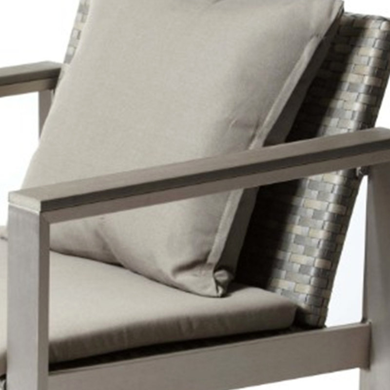 Chaise rembourrée en aluminium rembourrée avec rotin, Gris
