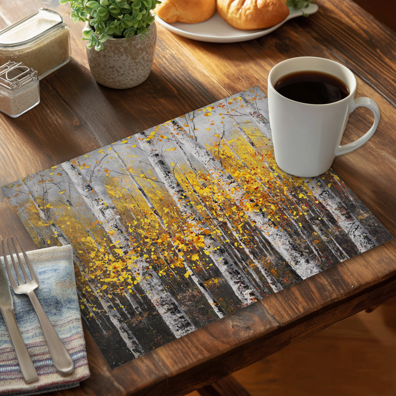 Sunny Birch Trees Placemat | Contemporary Office Decor