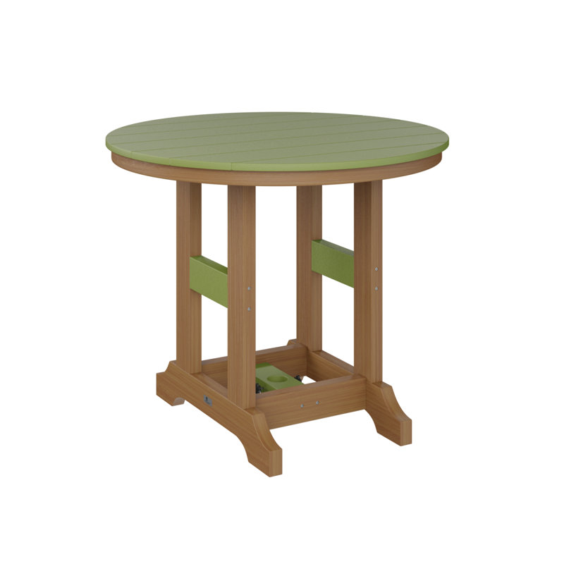Garden Classic Outdoor Round Dining Table, Natural Teak, Kiwi Green