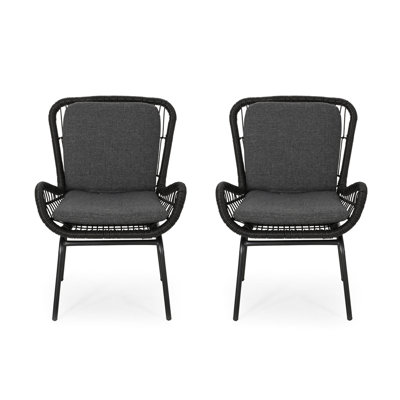 Minimalist Iron Frame Chairs With Long-lasting Weave And Waterproof Padding Grey Open Chair Robust -