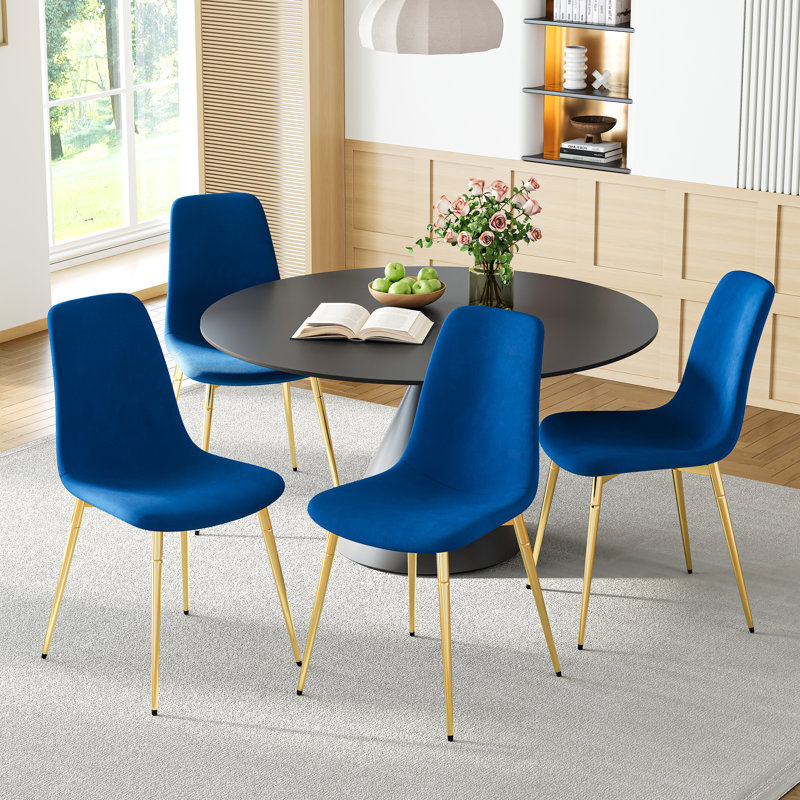 Chaise de salle à manger Boffa, Bleu, Doré