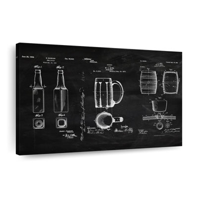 Beer Compilation BW Patent Canvas Print