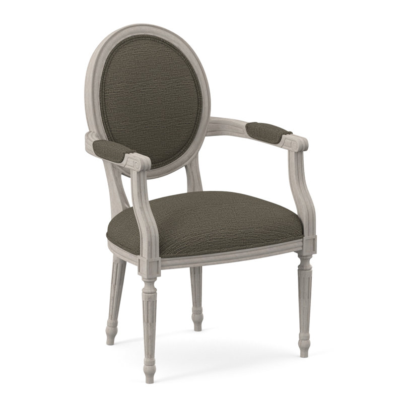 Chaise avec accoudoirs en tissu Dauphin, Bisque, Lin de Venise