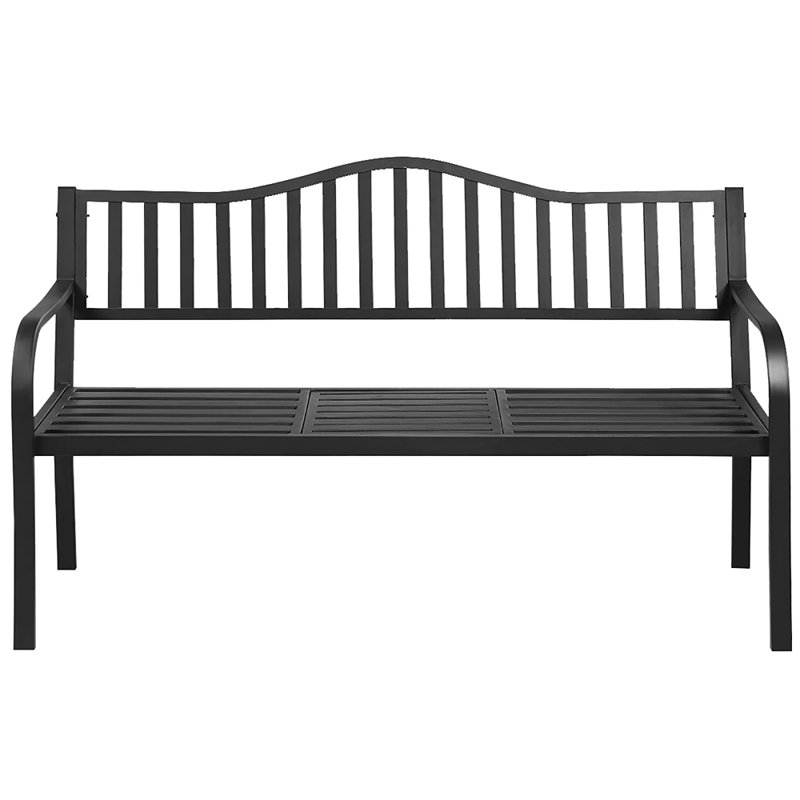 Patio Metal Garden Bench Heavy-duty Park Chair Seat with Adjustable Center Table