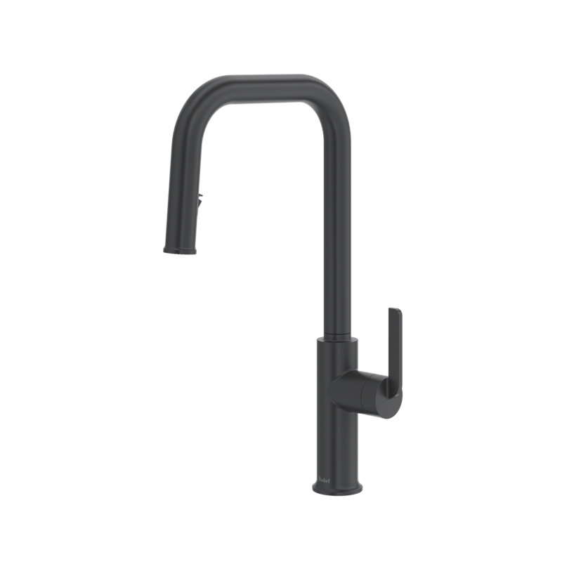 Robinet de cuisine rétractable avec bec en U Authentica, Noir, noir, noir, noir