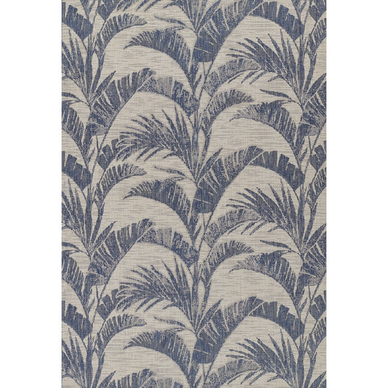 Tapis d'intérieur / extérieur bleu / gris Septimus, Rectangle 9 pi x 12 pi