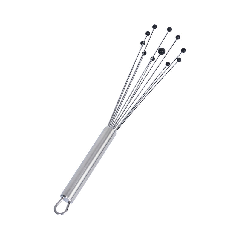 Fouet à boules en acier inoxydable de 10,5 po avec embouts en silicone - paquet de 6 - fouet standard allemand pour sauces et sauces, anti-rayures, lavable au lave-vaisselle - fouet à boules en silicone antiadhésif pour la cuisson