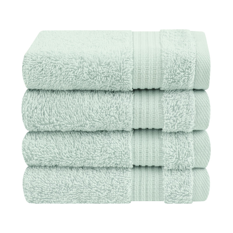 100% Cotton Turkish  Washcloth Set, 4 Piece Soft, Absorbent Wash Rag Small Towels, Mint