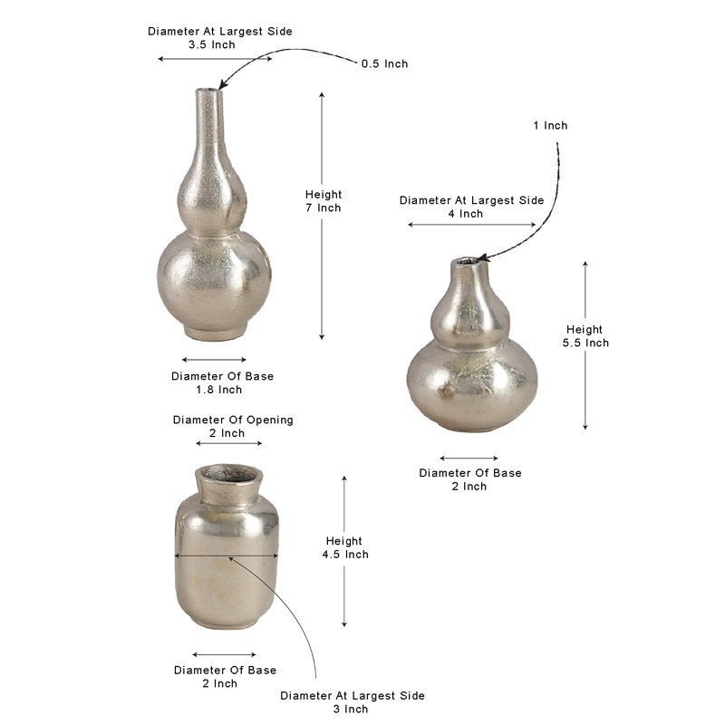 Ensemble de 3 vases Mercer41 Radiance, Argent argent