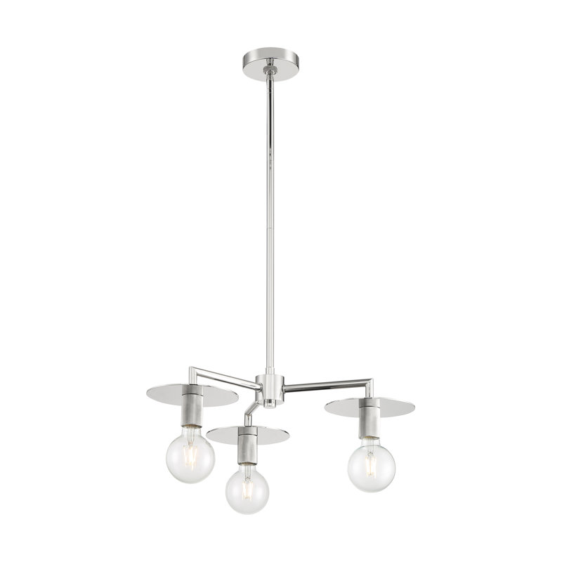 Lustre sphérique spoutnik à 3 lumières Sawvel, Nickel poli
