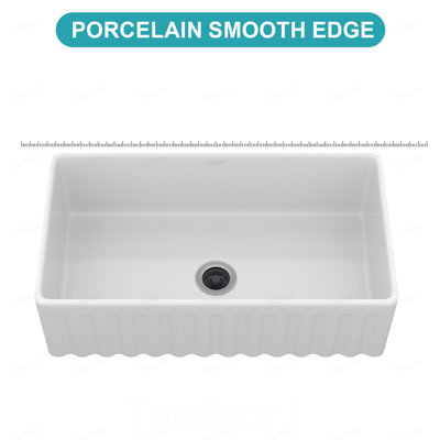33" White Farmhouse Sink - 33 x 18 x 10 inch Kitchen Sink Apron-front White Porcelain Ceramic Reversible Single Bowl Kitchen Farm Sinks