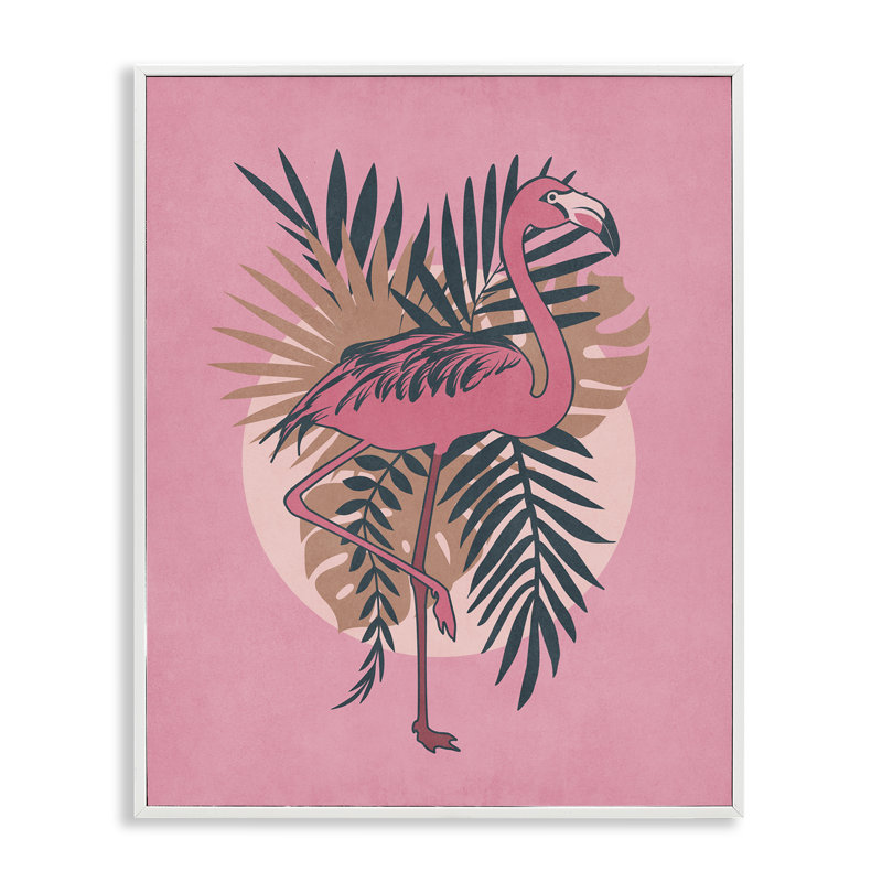 Art de la giclée encadrée noire et flamant rose par Nataly White, H 14 po x l 11 po