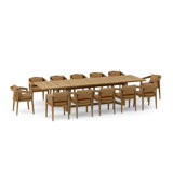 Outdoor 13 - Piece Teak Dining Set with Cushions