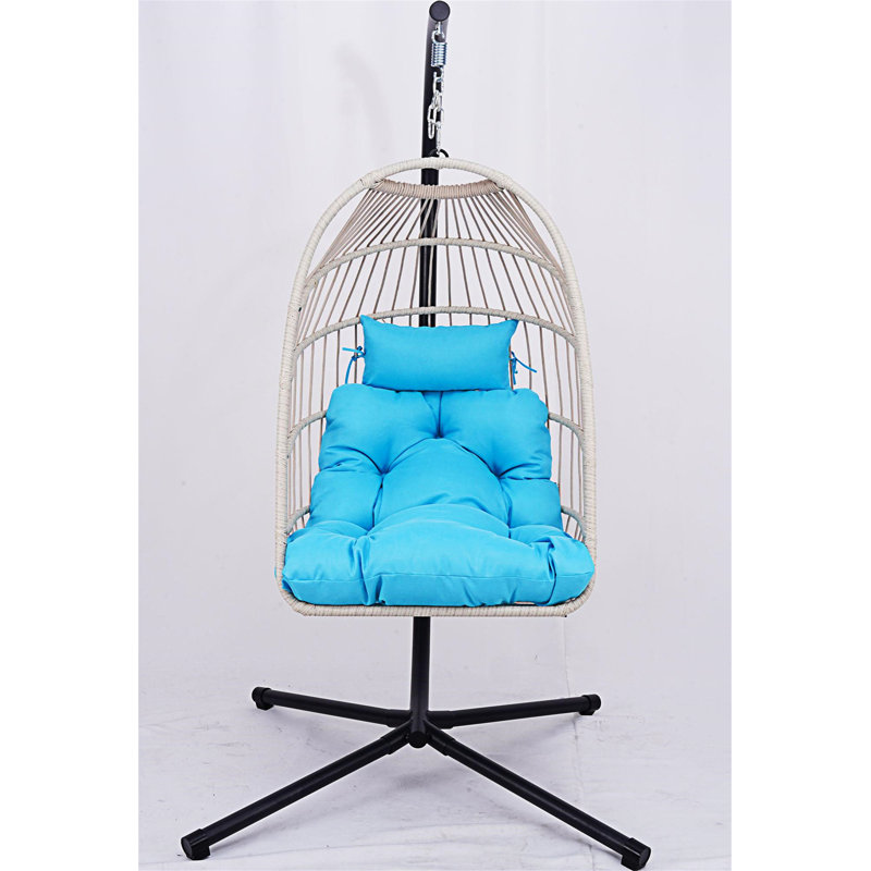 Fauteuil suspendu d'extérieur avec support, Bleu