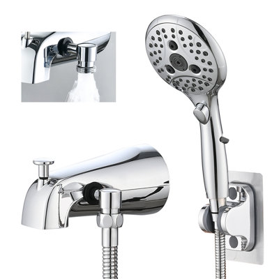 Bec de baignoire Ã  bec relevable de 135 mm avec douchette Ã  main Ã  6 jets, finition chromÃ©e