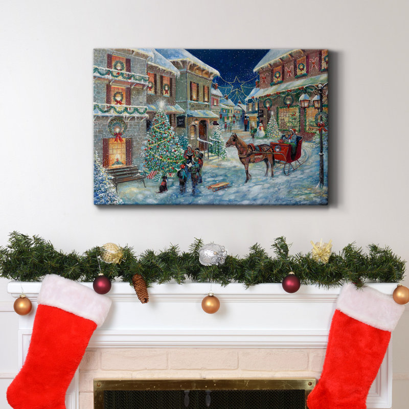 Holiday Joy Caroling, toile tendue avec châssis de qualité supérieure, prête à être accrochée, H 48 po x l 32 po x P 1 po