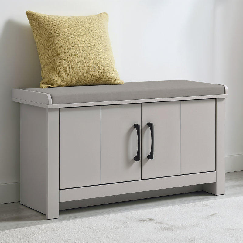 Limestone 2 Door Shoe Storage Bench, 	Light Grey