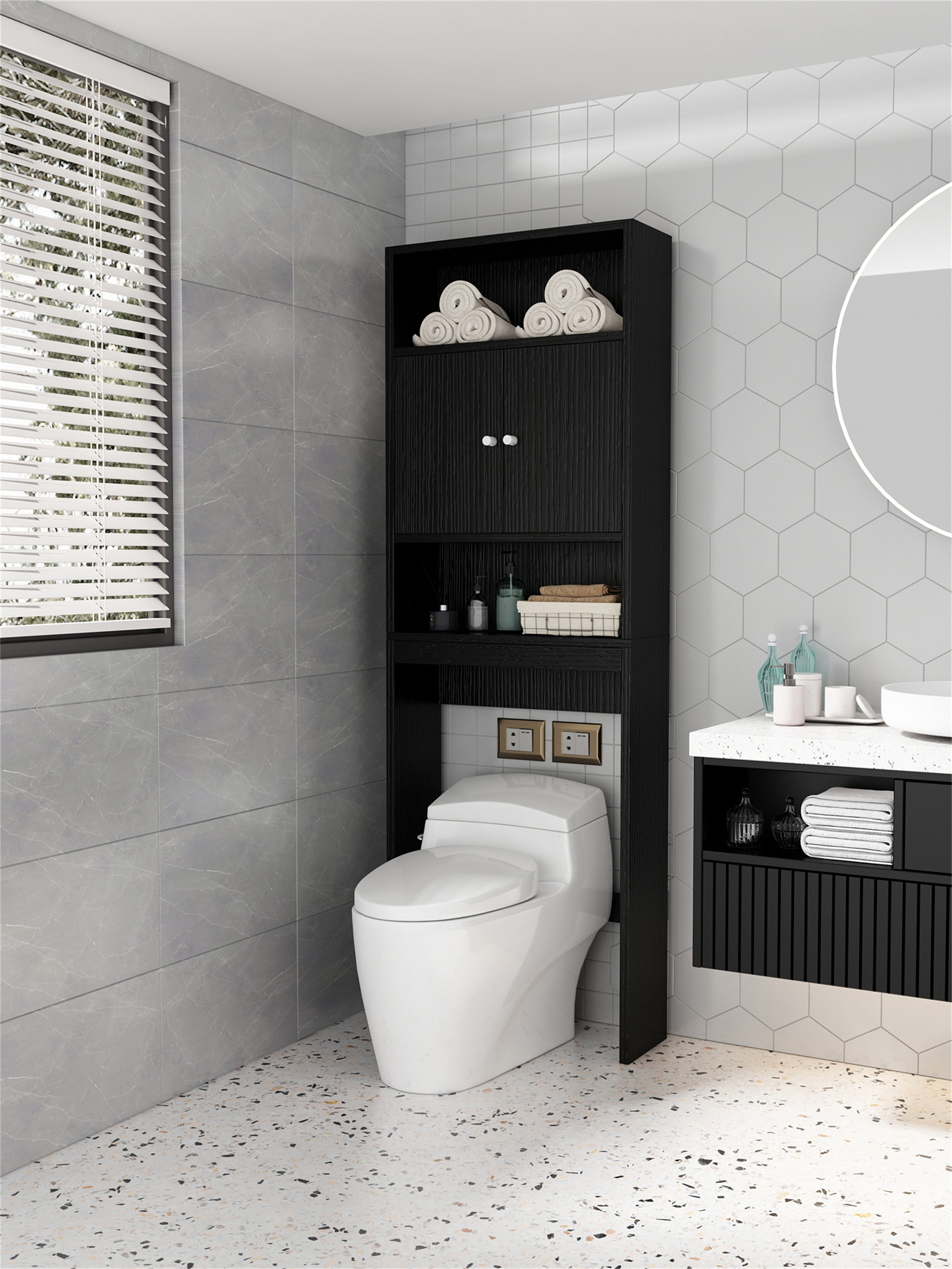 Latitude Run® Bathroom Shelf OverTheToilet, Bathroom Spacesaver