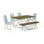 Ensemble de table de salle à manger 7 pièces composé d'une table de salle à manger rectangulaire avec pieds en X et 6 chaises Parsons en tissu bleu bébé, lin brossé blanc-1081085701-1081145142-1081145146