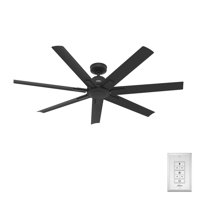 Downtown 60" 7 - Blade ENERGY STAR Outdoor / Indoor Industrial Ceiling Fan with Wall Control, Matte Black