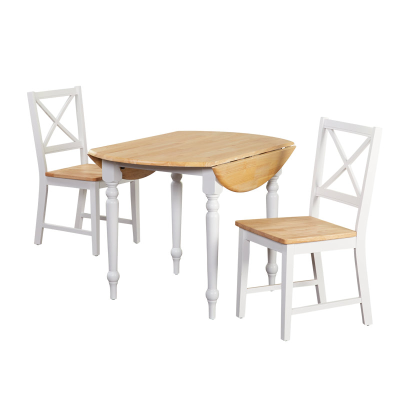 Ensemble de salle à manger en bois d'hévéa massif Kinslow, Blanc, Blanc
