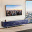 Meuble télé haute brillance bleu 78,7 po x 13,8 po 17,8 po, apparence moderne, tiroirs pour accessoires et pieds de style contemporain, poignées de rangement-130530519