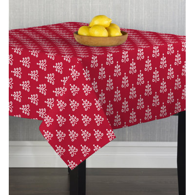 Chriopher Christmas Trees on Tablecloth