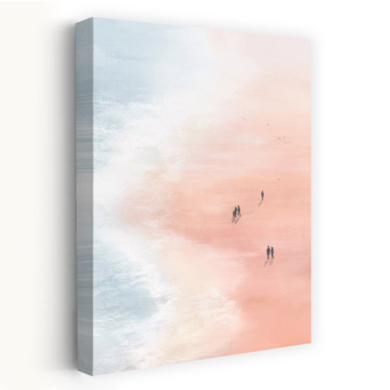 Plages de sable rose I, art côtier paisible et serein abstrait, H 36 po x l 24 po