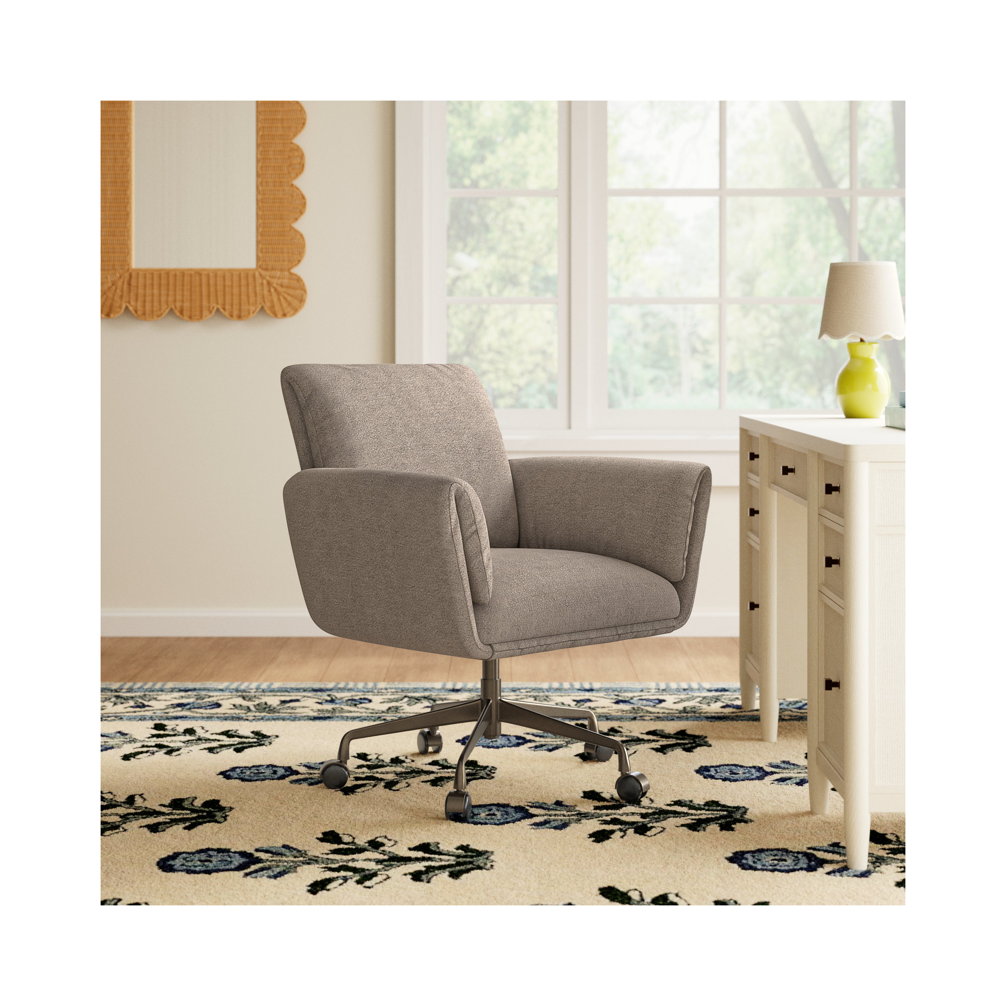 Salerno Desk Chair, Brown, Linen