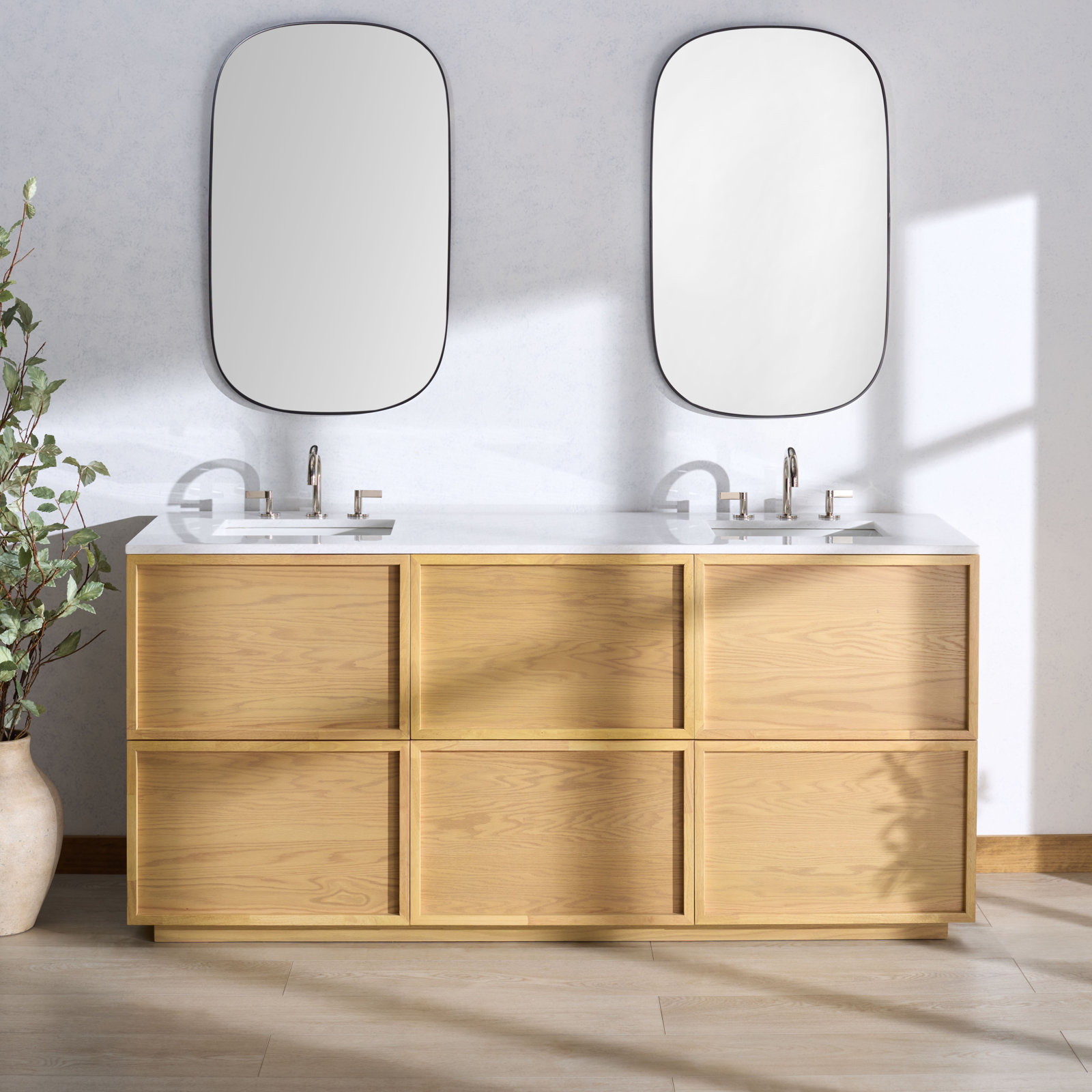 Hudson 72" Genuine Marble Double Bathroom Vanity, Natural