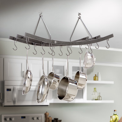 Handcrafted Reversible Arch Ceiling Pot Rack with 12 Hooks