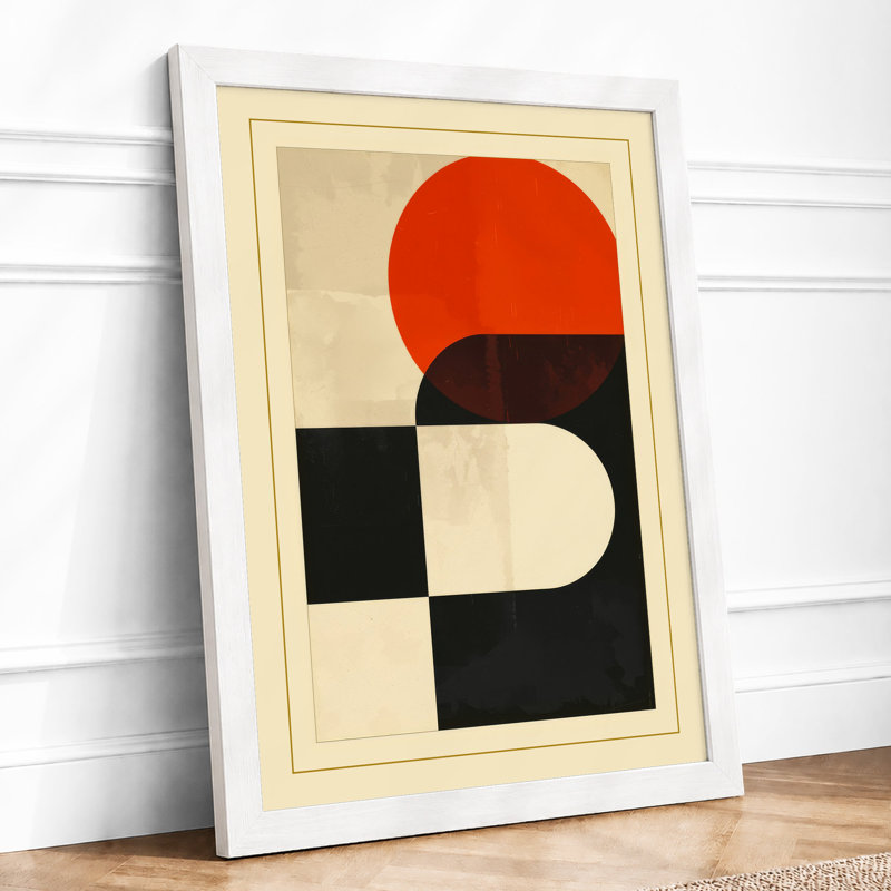 Modernist Geometry Geometric - Framed Print, A3 - 42.0 x 29.7 cm, White