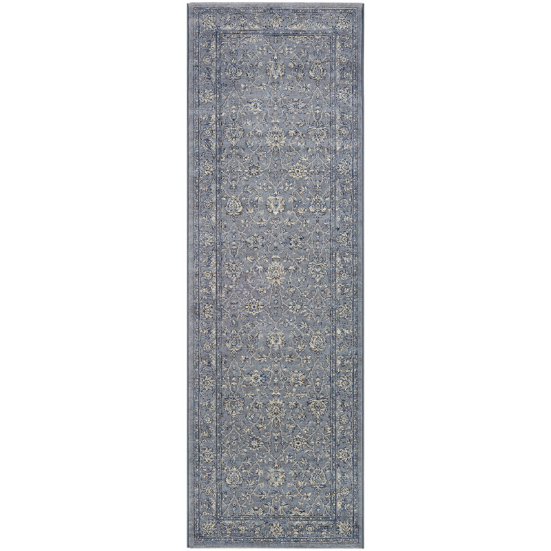 Tapis d'intérieur bleu ardoise Ania, Tapis de couloir 2 pi 7 po x 7 pi 10 po
