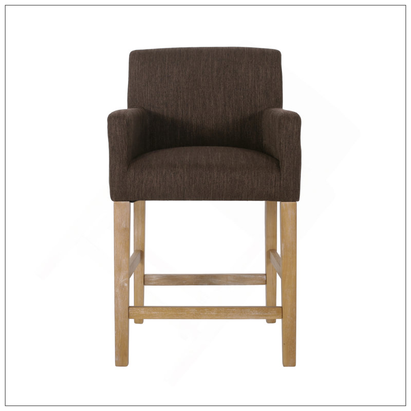 Tabouret de comptoir rembourré de 26 pouces - brun / brun patiné, Brun, Brun