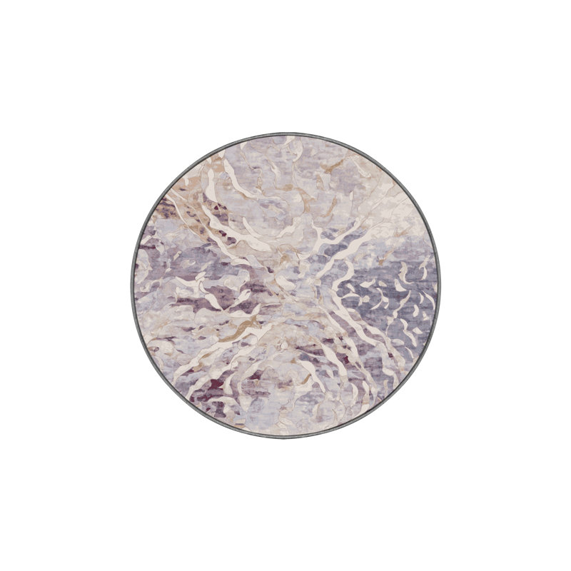 Tapis gris lavable à la machine, Rond 7 pi