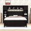 Lit double en bois avec tiroirs et tablettes de rangement polyvalents-1972698770