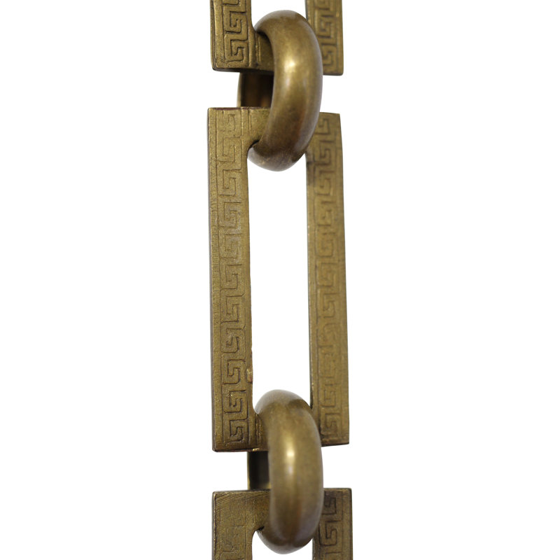 Chaîne décorative avec clé grecque et maillons non soudés, Laiton antique, H 12 po x l 0,87 po x P 0,1 po