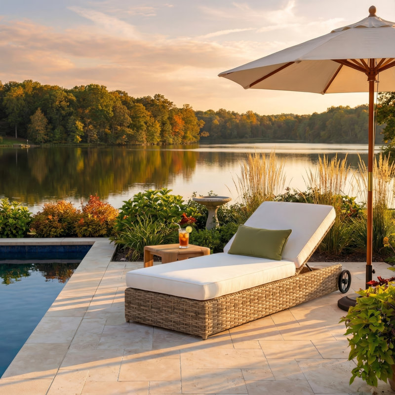 Havana Outdoor Patio Chaise Lounge, Cast Sage Sunbrella®